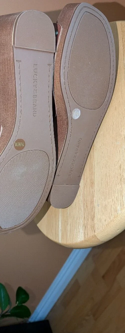 New Lucky Brand Brown Leather Platform Ankle-Strap Sandals Size 7.5